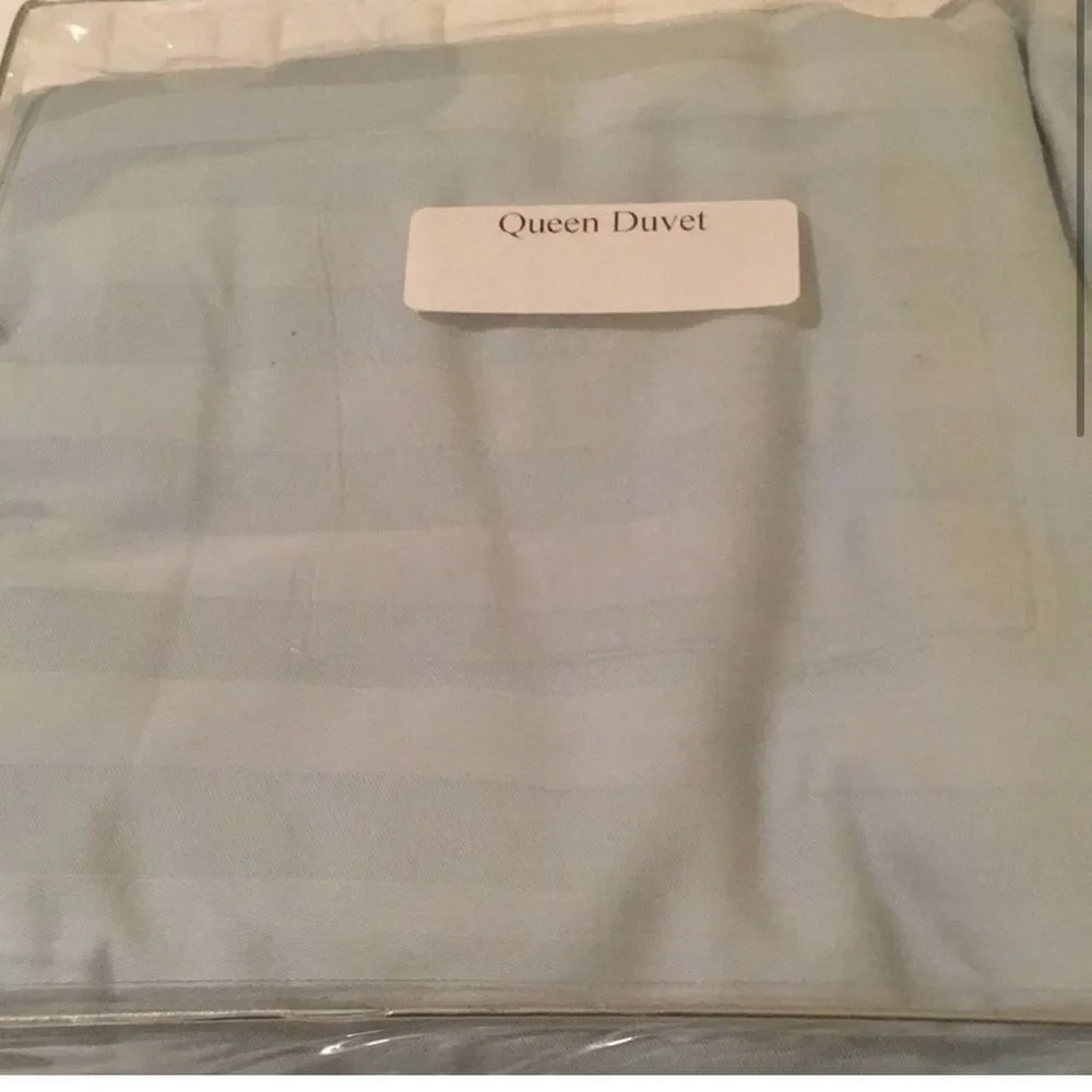 Damask Strip Blue Queen Duvet Cover 100% Cotton